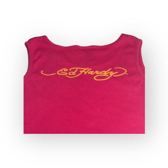 Y2K: OG Ed Hardy ❤︎︎ Love Tattoo Ribbed Tank ❤︎︎ Hot Pink ❤︎︎ Girl 10 XXS XS ❤︎︎ - Picture 12 of 16